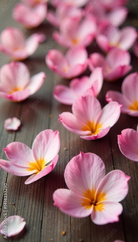 Pastel colors and delicate petals on a wooden table , table, retro Pastel colors and delicate petals on a wooden table , table, retro