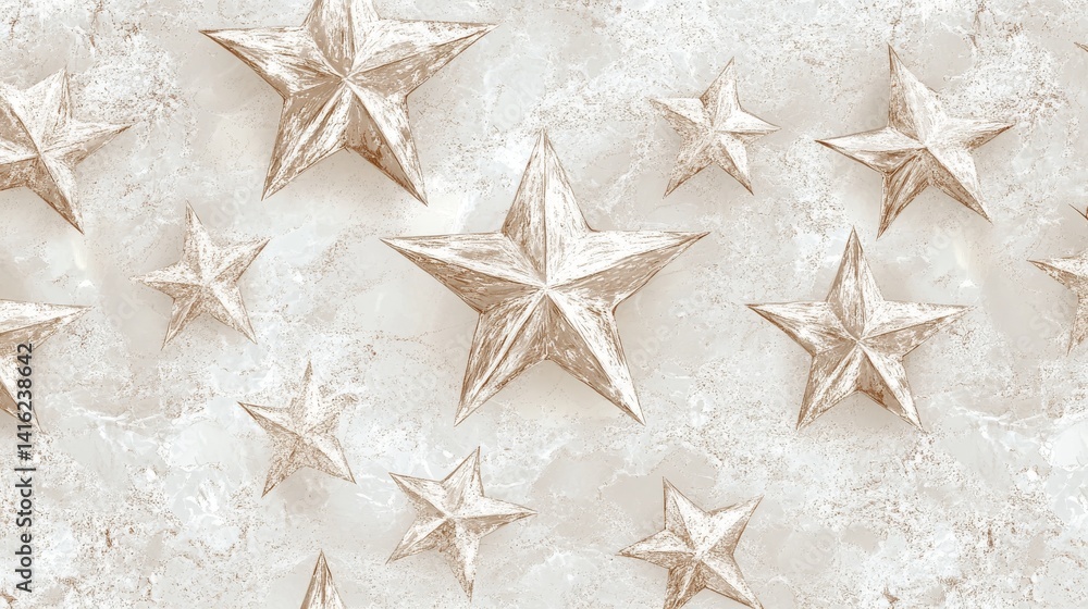 9.A refined vector pattern of shimmering stars, complemented by a tender marble-textured background in pale hues. The stars are intricately detailed, offering a sparkling and gentle appearance for 9.A refined vector pattern of shimmering stars, complemented by a tender marble-textured background in pale hues. The stars are intricately detailed, offering a sparkling and gentle appearance for