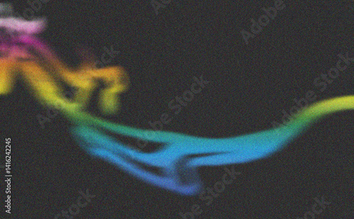 Abstract Rainbow Colored Smoke Flow on Dark Background