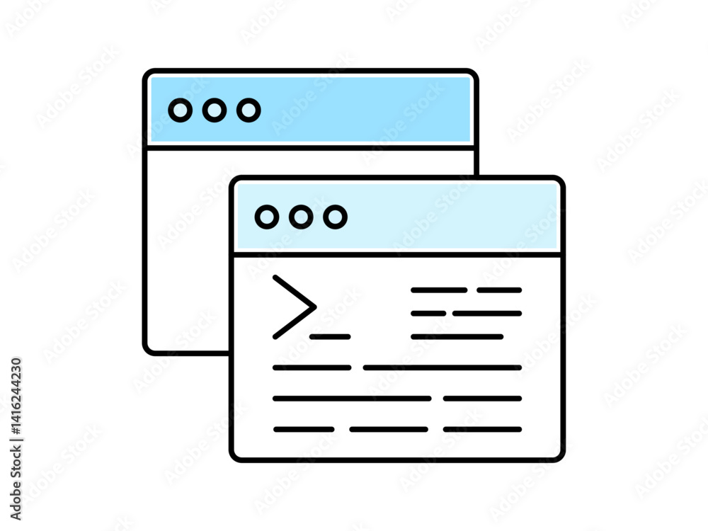 Terminal icon. Programming icon and symbol. Programming elements. Simple flat vector icon. Terminal icon. Programming icon and symbol. Programming elements. Simple flat vector icon.