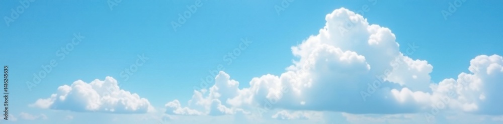 Obraz premium Soft white cloud drifts lazily across blue sky, white, serene, nature