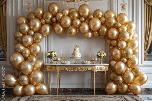 Elegant Gold Balloon Banner for a Luxurious Glamorous Event Decor