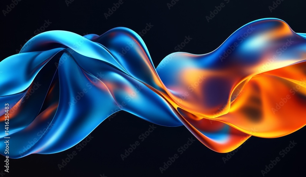 Abstract blue and orange flowing liquid wave. Abstract blue and orange flowing liquid wave.