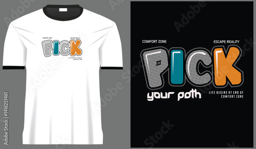 Colorful pick typography design with dot and reflection effect for print fashion and graphics