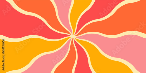 Colorful groovy 70s background sunburst retro vintage vector abstract backgrounds