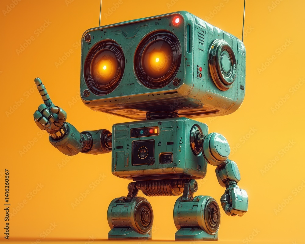 Retro Robot Pointing Retro Robot Pointing