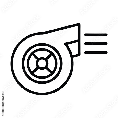 Outline Automotive Turbocharger Silhouette with Turbine Design and Transparent Background