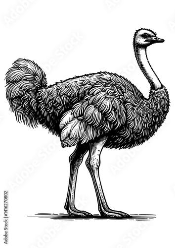 Detailed Vector Illustration of an Ostrich