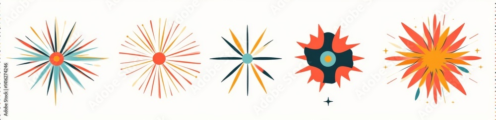 Naklejka premium Colorful Burst Icons