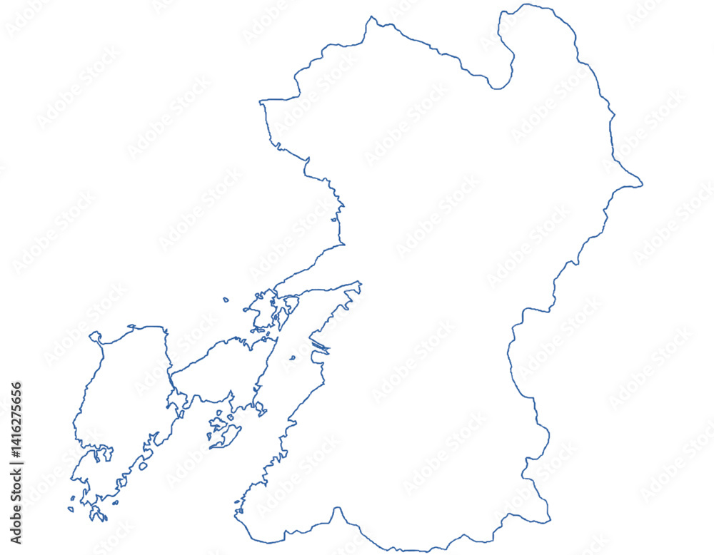 Fototapeta premium 熊本県 地図 白 イラスト
