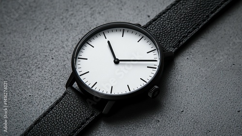 Wallpaper Mural Minimalist Black Watch with Leather Strap Torontodigital.ca