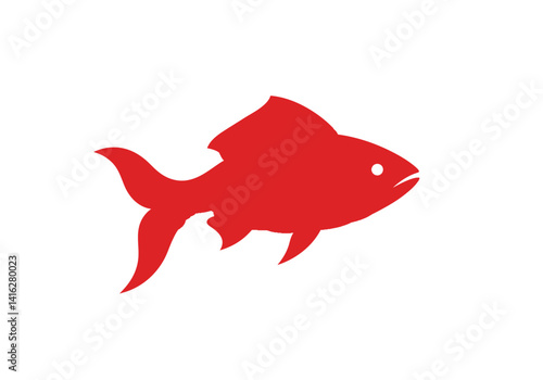 Red fish silhouette. This image shows a red fish silhouette, also referred to as an aquatic marine creature, depicted in a sleek and minimalistic style. Vector clipart black illustration design.