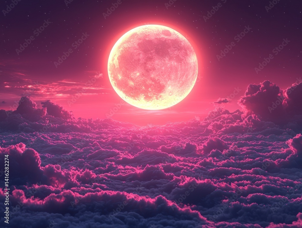 Pink Moon Sky Clouds Pink Moon Sky Clouds