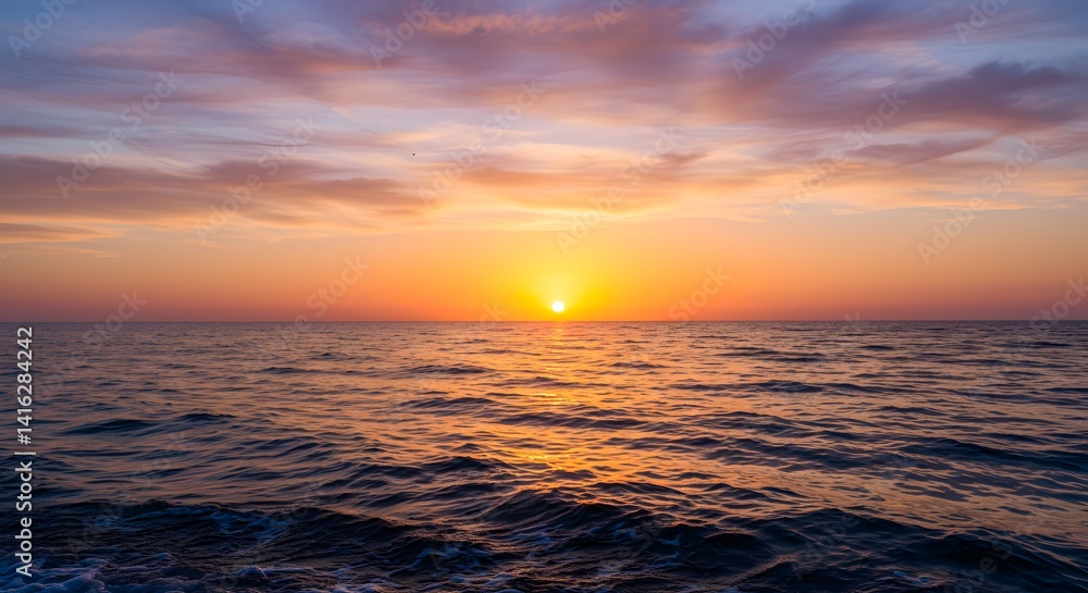 Fototapeta premium Sunrise Ocean Seascape Calm Waters.