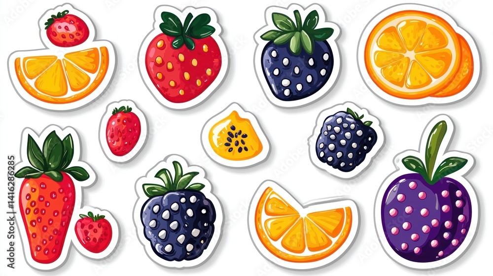 Colorful Fruit Stickers Colorful Fruit Stickers