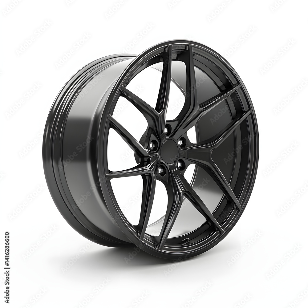 Fototapeta premium Modern car wheel isolated on white background.
