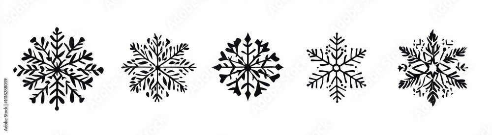 Naklejka premium Simple Snowflake Design Set