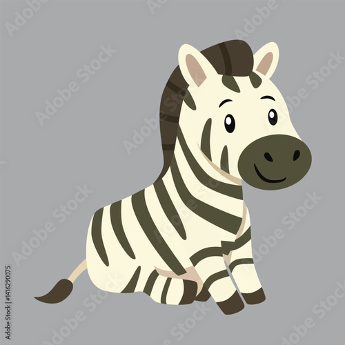 cute zebra with stripes sitting