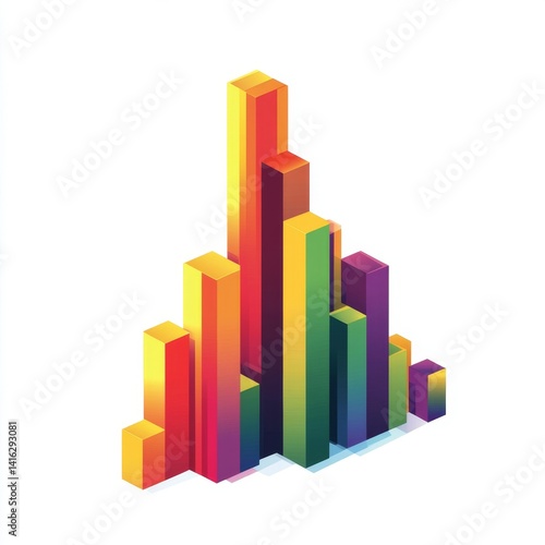 Obraz na płótnie Colorful 3D Bar Graph
