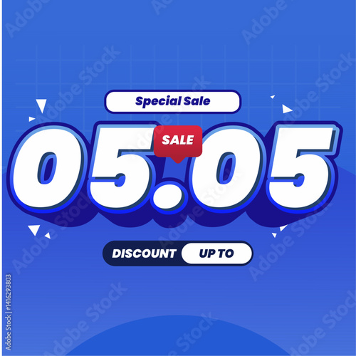 Modern 05.05 ecommerce discount banner template. Great for social media marketing, flash sale events, and website promotions.