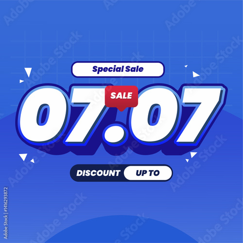 Modern 07.07 ecommerce discount banner template. Great for social media marketing, flash sale events, and website promotions.