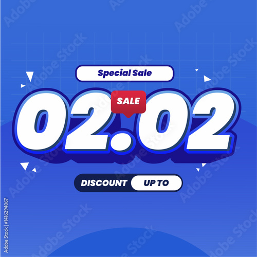 Modern 02.02 ecommerce discount banner template. Great for social media marketing, flash sale events, and website promotions.