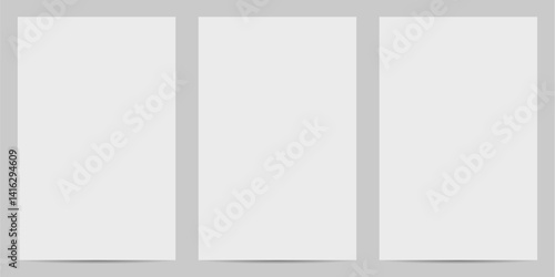 Three vertically aligned white pages, evenly spaced with a light shadow. These are mockup templates, implying customizable content.