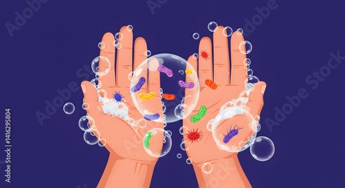 Washing Hands with Germ Removal, and Hygiene.