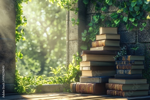 Sunlight through ancient books