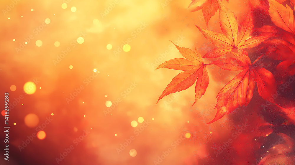 Warm Autumn Leaves Abstract Background with Bokeh Lights Warm Autumn Leaves Abstract Background with Bokeh Lights