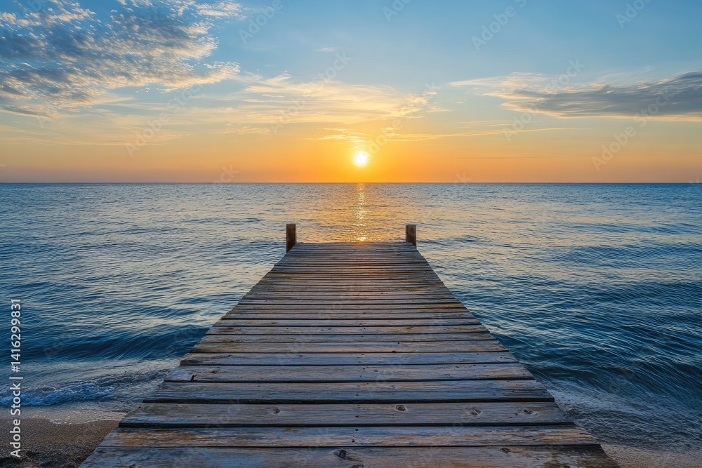 Obraz premium Sunrise over tranquil pier