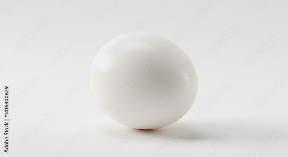 Single White Egg on White Background - A perfectly smooth white egg sits on a clean white background. Simple, pure, and minimalist Single White Egg on White Background - A perfectly smooth white egg sits on a clean white background. Simple, pure, and minimalist