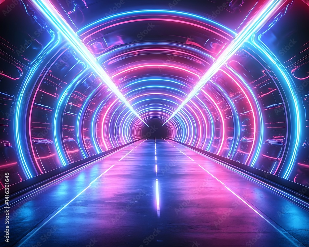 Neon Tunnel Roadway Future Neon Tunnel Roadway Future