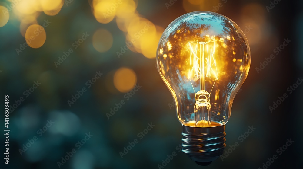 Illuminating Ideas: A Glowing Light Bulb Against a Blurred Background Illuminating Ideas: A Glowing Light Bulb Against a Blurred Background