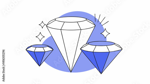 shiny faceted crystals diamonds with holographic glow and sparkling highlights are perfect for fantasy themes game assets and jewelry cartoon 3d diamonds vector graphics