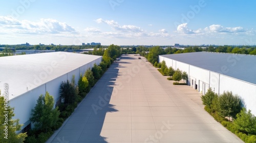 Wallpaper Mural Aerial view of modern industrial buildings with wide paved road.  Torontodigital.ca