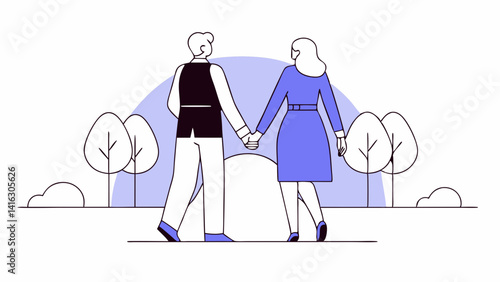 a couple walking to long married life