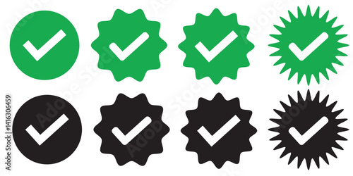 Green check mark icon set. Check mark vector icon. Tick or Checkmark Illustration. Vector symbols set.