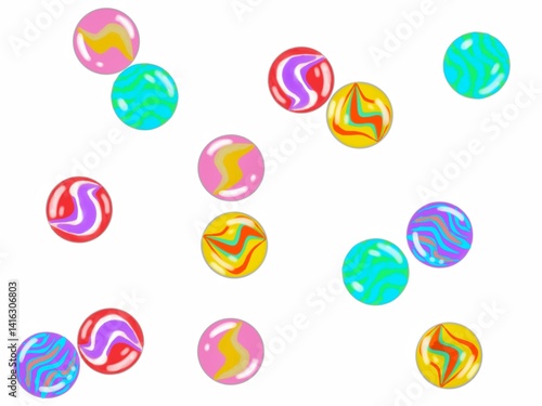 colorful marbles ball vector on white background