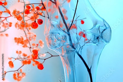 Obraz na płótnie Pain expression. Burden of illness. Metaphorical knee pain awareness of a ailment and suffering. Feeling unwell. Acute illness. Pain of disorder - knee pain: abstract image of physical state. w salonie