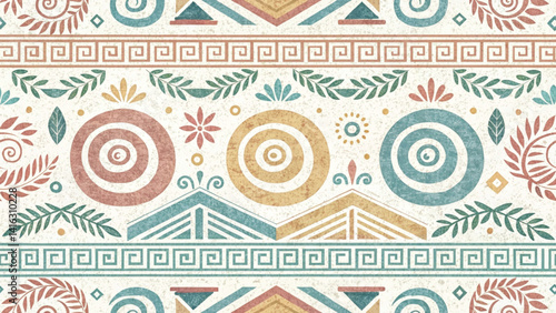 Doodle Ancient Greek tribal patterns for kids with crayon Vector