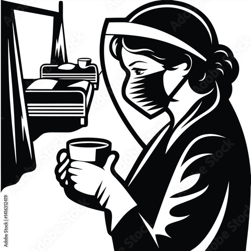 Healthcare Worker in Protective Gear Holding a Cup