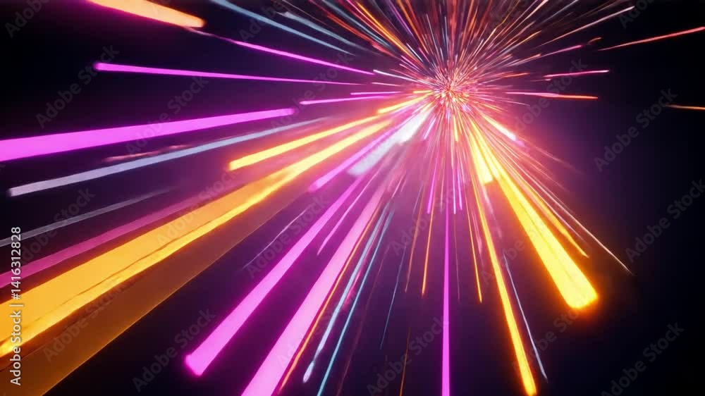 Vibrant Light Rays Emanating from a Central Point in Dark Space Vibrant Light Rays Emanating from a Central Point in Dark Space
