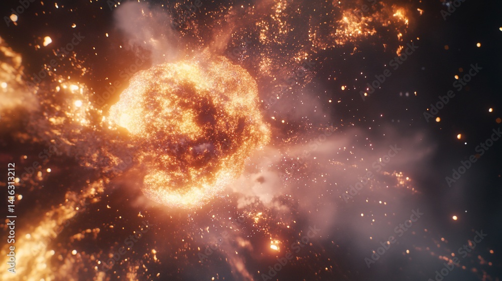 Cosmic Inferno: A Fiery Celestial Collision