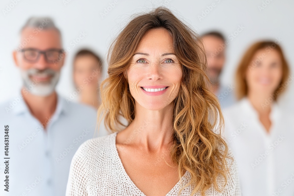 Obraz premium Empowered team collaboration office professional portrait bright environment close-up