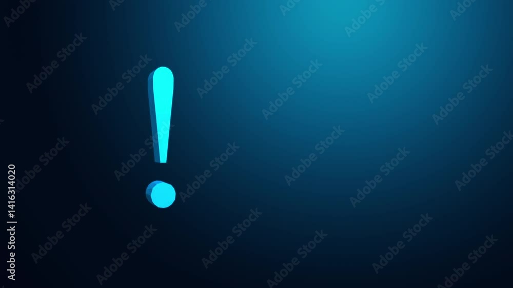 Exclamation Mark Symbol on Dark Background Representing Alert or Important Information Design. Looping video and green screen background. Exclamation Mark Symbol on Dark Background Representing Alert or Important Information Design. Looping video and green screen background.