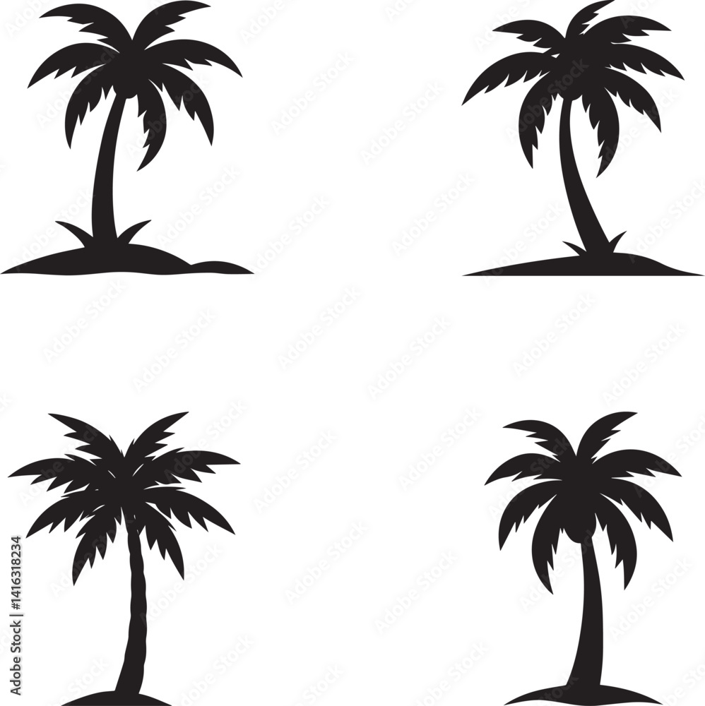 Fototapeta premium set of palm trees silhouette