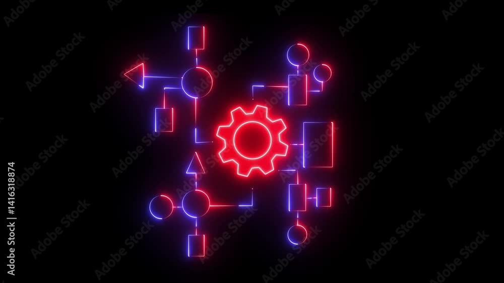 Business process and workflow automation with flowchart. Business and technology concept. Businessman push on power button to shows arranging processing management on virtual screen. Business process and workflow automation with flowchart. Business and technology concept. Businessman push on power button to shows arranging processing management on virtual screen.