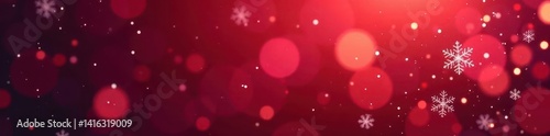 Delicate snowflakes scatter across a red-to-burgundy gradient  , winter illustration, christmas illustration