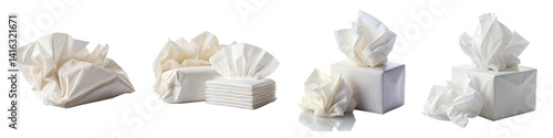 Crumpled tissue isolated on transparent background.